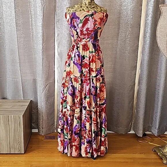 NWT ANTHROPOLOGIE Abel the Label Smocked Retro Dress Violet - Picture 1 of 6